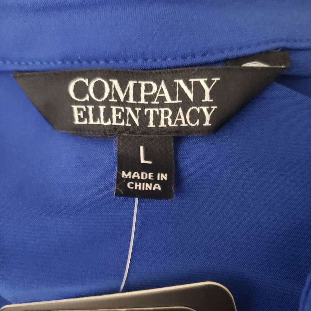 NWT Ellen Tracy Company Top L Zip Front Roll Tab Cuffs Blue - Picture 8 of 10